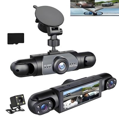 4 Channel Car Dash Cam 1080p Car Dvr with 64gb Memory Card, 360 Camera forCar, 24h Parking Mode, Seamless Loop Recording, Caron-Dash Mounted Cameras