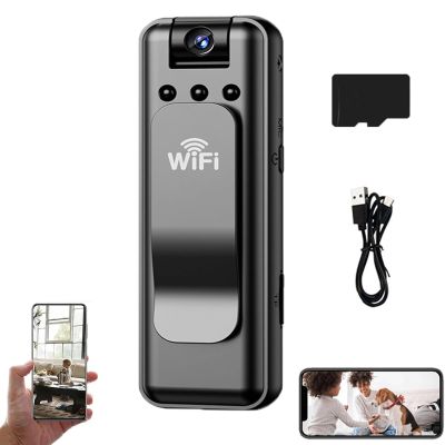 Infrared Night Vision Portable Recorder, Body Cameras with Audio and Video Recording, HD 1080p Noise Reduction Camera Clip On, 180 Degree Rotatable Lens, Wearable POV Camera for Cycling (WiFi+64G)