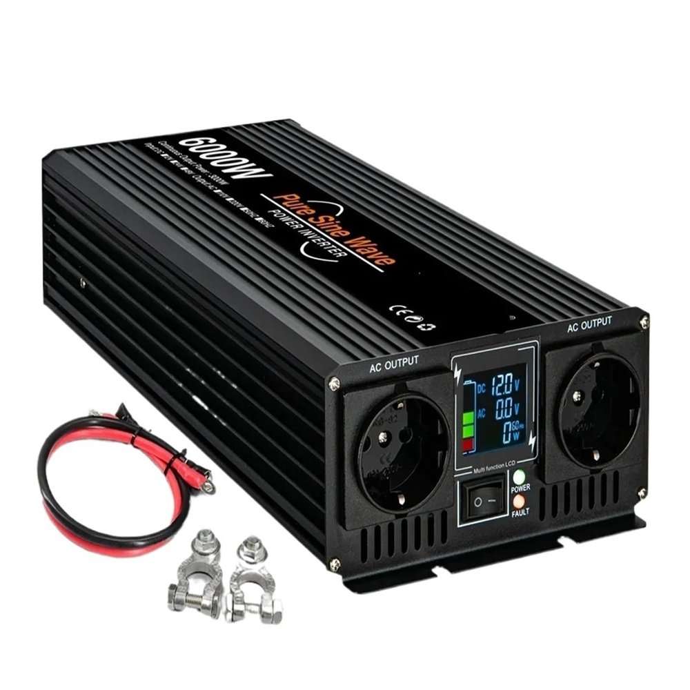 12V Pure Sine Wave Inverter 4000W 5000W 6000W Double Socket DC 12V to AC 220V 50Hz / 60Hz Voltage Power Converters(12V 4000W)