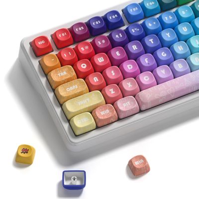 MOA Profile PBT Keycaps, 131 Keys Dye-Sublimation Custom Keyboard Keycaps Cute Rainbow Key caps for Cherry Gateron MX Swithes Mechanical Keyboards