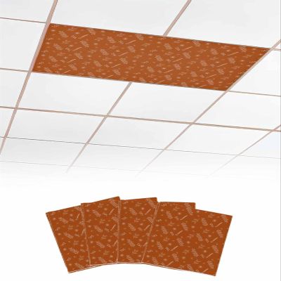 4 Pack Fluorescent Light Cover for Ceiling Lights, Burnt Orange Fall Magnetic Classroom Light Filters 4x2 Feet, Thanksgiving Autumn Leaves Elegant Pastoral Decorative Ceiling Shade Panel for Office