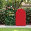 2Pcs Merry Christmas Arch Backdrop Covers, Green Christmas Tree and Solid Red Spandex Arch Covers, Holiday Party Decorations for Winter Celebration (Set of 6ft,5ft) view 2