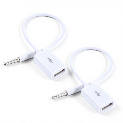 Exircy 2-Pack AUX to USB Adapter, 3.5mm Male Audio Jack to USB 2.0 Female Converter Cable Only for Car AUX-in with MP3 Decoder