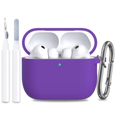 JTOMEI Compatible with AirPods Pro 3 Case Cover with Cleaning Kit, Soft Protective Silicone Skin Accessories for Men Women for Apple AirPods Pro 3 Gen(2025 Release), Front Led Visible, Purple