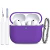 JTOMEI Compatible with AirPods Pro 3 Case Cover with Cleaning Kit, Soft Protective Silicone Skin Accessories for Men Women for Apple AirPods Pro 3 Gen(2025 Release), Front Led Visible, Purple view 1