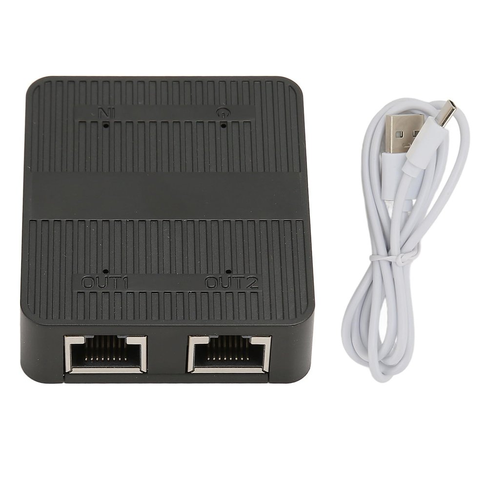 Ethernet Splitter RJ45 1 in 2 Out, Gigabit Internet Splitter, 1000Mbps High Speed LAN Splitter with B C Power, Stable Signal Transmission for TV PC Laptop