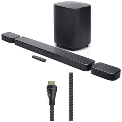 JBL BAR-700-MK2 Surround Sound 4K Dolby Atmos Passthrough Soundbar with a Sanus SAC-21HDMI2 2m HDMI Cable (2025)