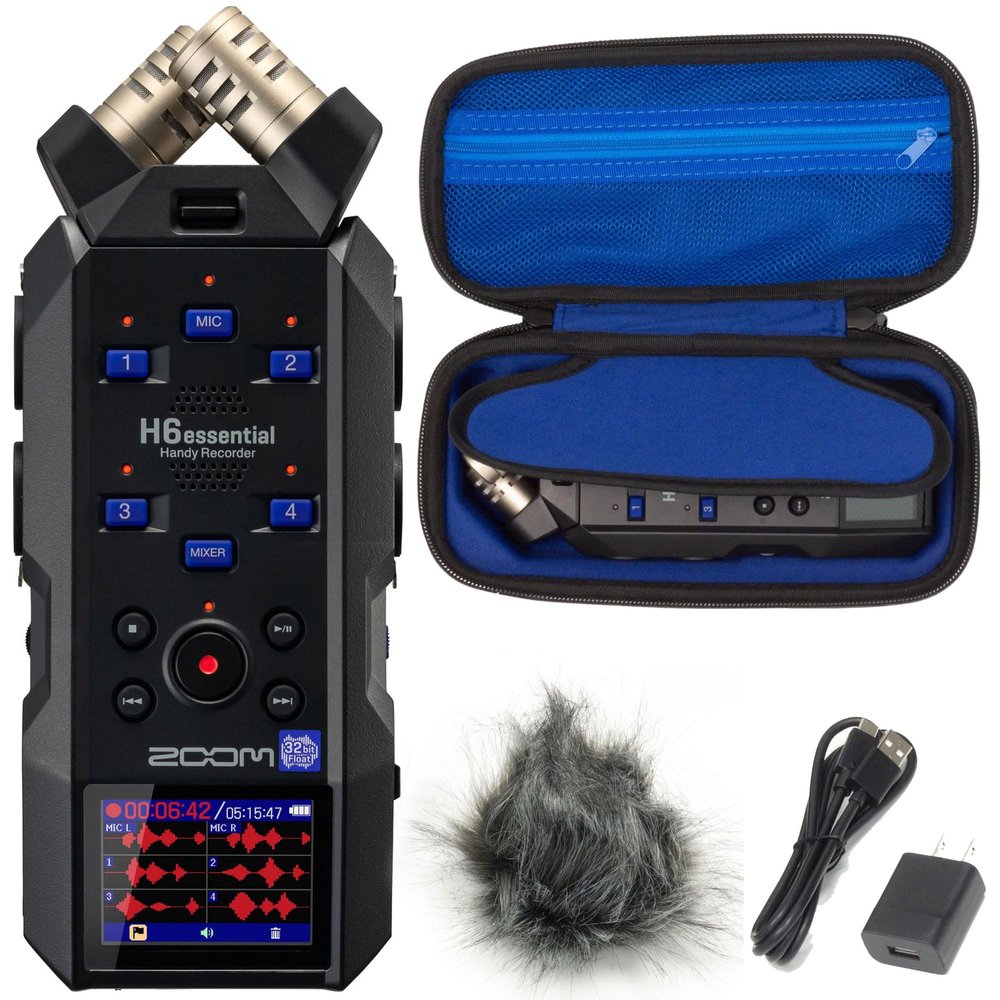 Zoom H6essential 6-Track 32-Bit Float Portable Audio Recorder + APH-6e Accessory Pack