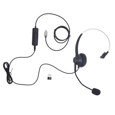 Pilipane Professional Noise Cancelling Telephone Headset Single Ear USB C USB 35mm Connector HD Microphone for Call Centers Customer Service Black