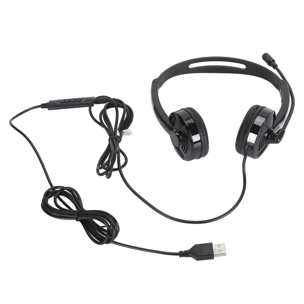 Pilipane Professional Noise Cancelling Telephone Headset with Crystal Clear Microphone and USB 3.5mm Connectivity for Office Business Telemarketing ABS Material Adjustable Headband