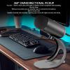 PUSOKEI USB PC Microphone, Wired Computer Microphone with 360 Omnidirectional Sound Pickup & One Touch Mute, Stand and Indicator Light, for Live Streaming Gaming view 2