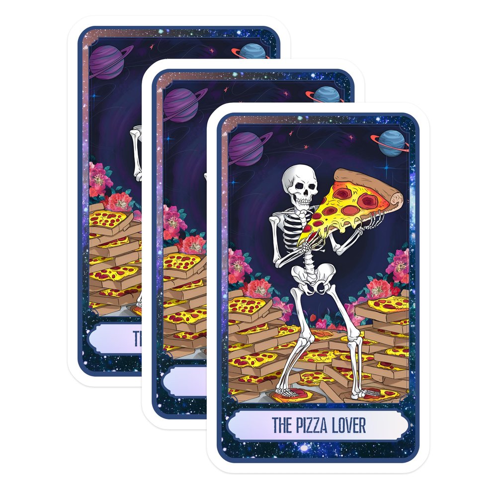 (3 Pack) Pizza Lover Decals - Skeleton Pizza - Funny Laptop Decal - 3 Inches On Longest Side - Easy Peel & Apply - Made in USA - 3MCS0032