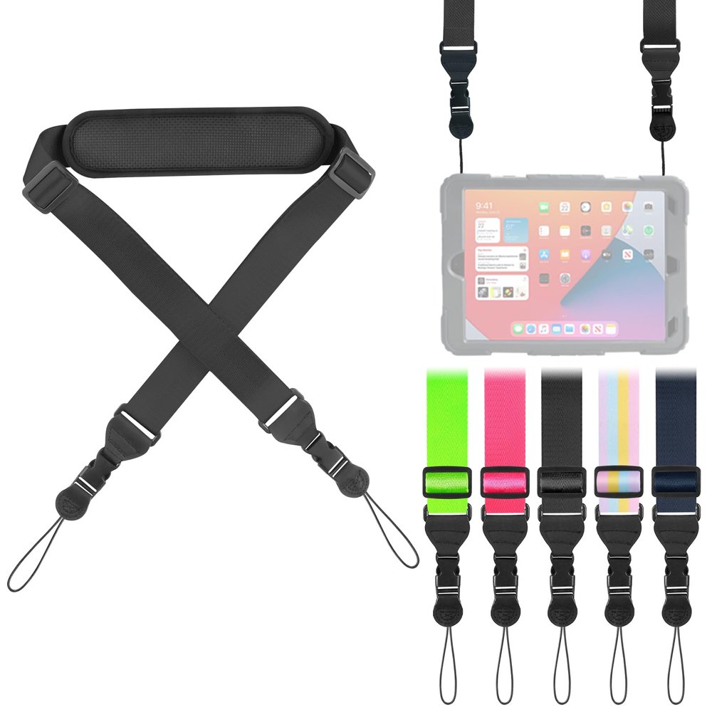 FIEIL Universal Shoulder Strap, Neoprene Padded Bag Strap with Double Adjustable Buckles, Replacement Comfortable Neck Lanyard for Camera, Cellphone Tablet,iPad, Laptop, Luggage Bag, Binocular(Black)
