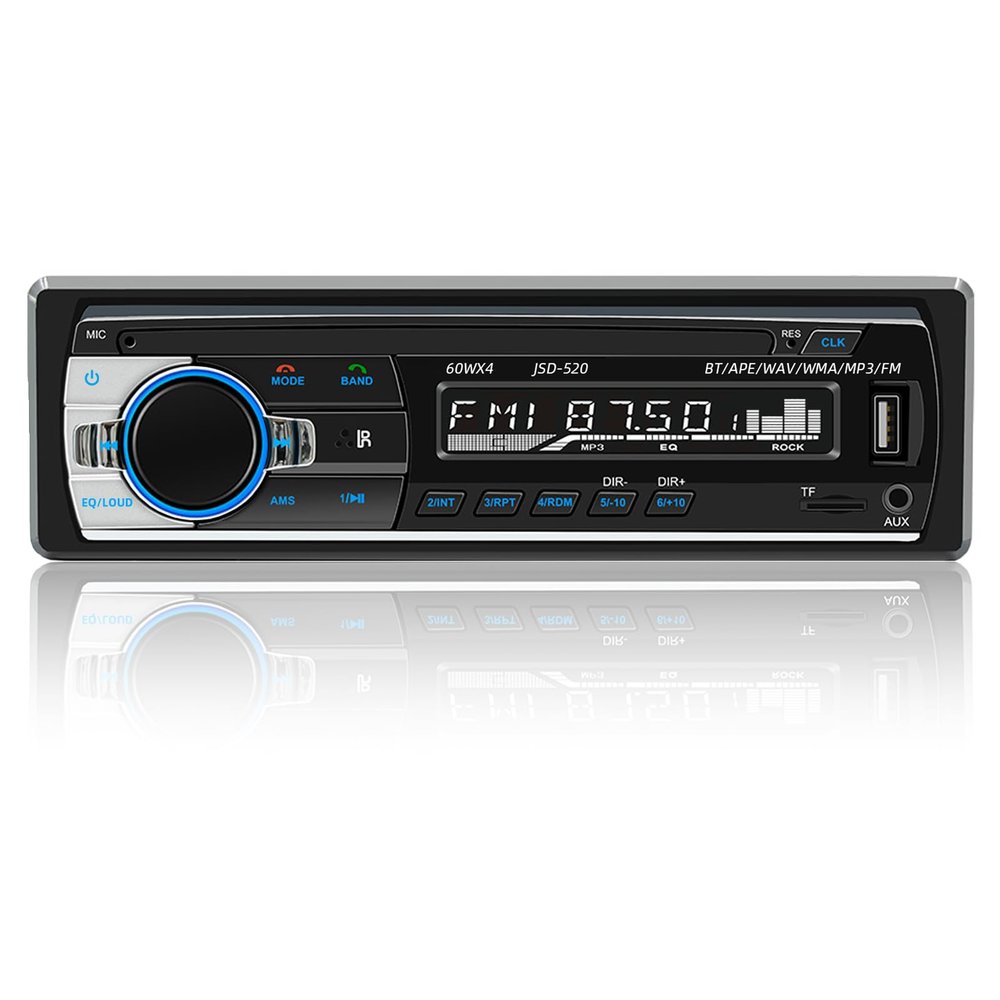 Auroky JSD-520 Car Stereo Audio Single Din Bluetooth Handsfree FM Radio Receiver USB Charging/MP3/AUX/TF, No CD Player