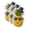 (3 Pack) Pineapple with Hat Decals - Summer Fun Stickers - Laptop Decal - 3 Inches On Longest Side - Easy Peel & Apply - Made in USA - 3MCS0983 view 1