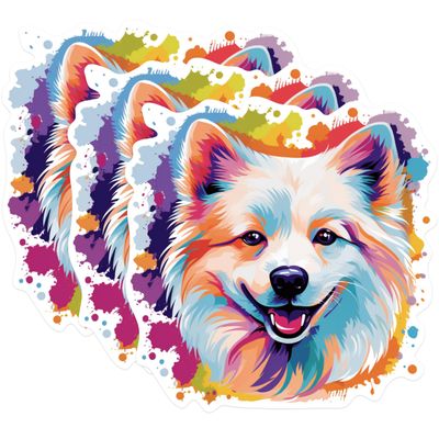 (3 Pack) Samoyed Dog Decals - Colorful Pet Stickers - Laptop Decal Art - 3 Inches On Longest Side - Easy Peel & Apply - Made in USA - 3MCS0627
