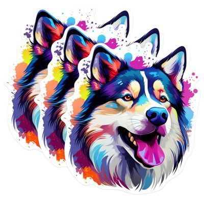 (3 Pack) Husky Dog Decals - Laptop Decal - Colorful Decal - 3 Inches On Longest Side - Easy Peel & Apply - Made in USA - 3MCS0624