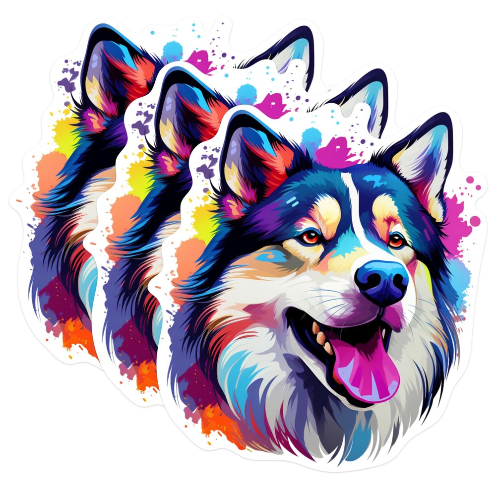 (3 Pack) Husky Dog Decals - Laptop Decal - Colorful Decal - 3 Inches On Longest Side - Easy Peel & Apply - Made in USA - 3MCS0624