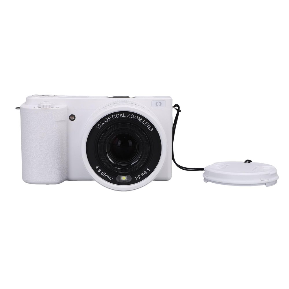 ASHATA 4K Digital Camera for Photography, 64MP 64MP Vlogging Camera for with 3 Inch Flip Screen and Built in LED Flash, Anti Shake, 10x Optical Zoom, for Beginner (White)