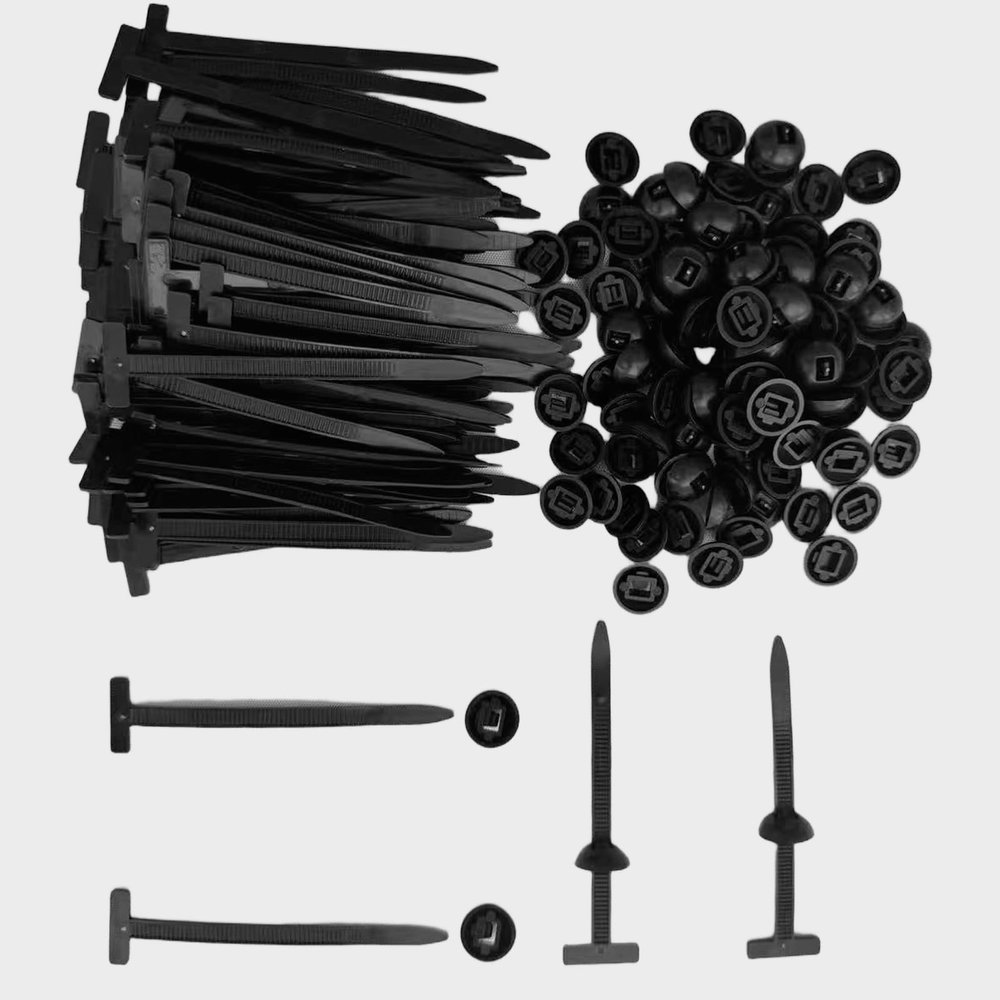 100 Pcs Nylon Universal Cable Tie Buckle Heavy Duty Sided Snap Fit Zip Ties with Button Lock, UV Resistant Plastic Cable Fasteners for Automotive, Electrical & Daily Repair