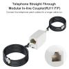 SynHHergyx 2 Pack RJ11 Coupler Telephone Line Connector Phone Cord Adapter RJ11 6P4C Female to Female Straight Telephone Cable Cord Extension Adapter for Landline Phone and Fax White view 2