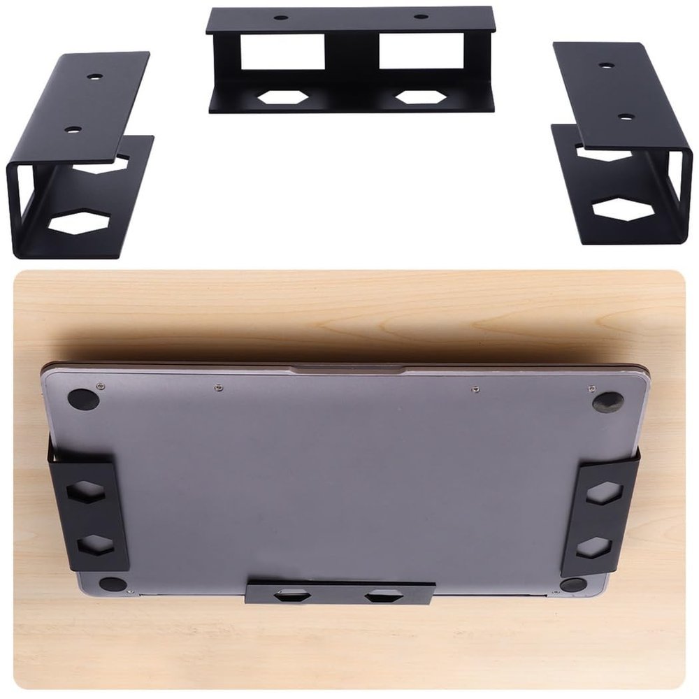 Metal Under Desk Laptop Storage Holder, Stable Mounting Shelf for Laptops, Keyboards, and More, Ideal for Organized Workspaces