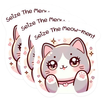 (3 Pack) Cute Cat Stickers - Funny Saying Decals - Laptop Decor - 3 Inches On Longest Side - Easy Peel & Apply - Made in USA - 3MCS1117