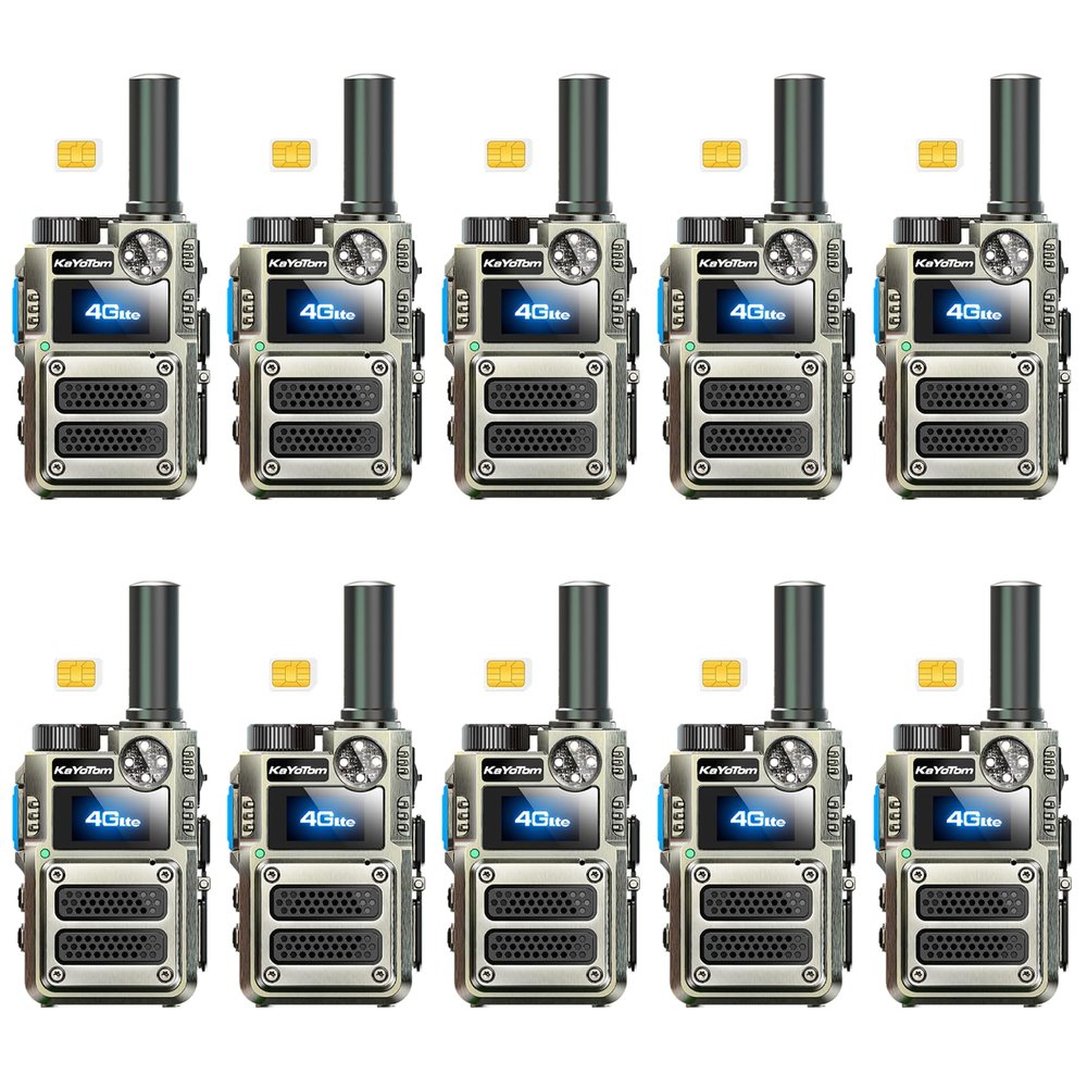 KAYOTOM Unlimited Range Walkie Talkies with Lifetime Free SIM | 4G LTE POC for Global Push-to-Talk Over Cellular | Ideal for Business, Security, Construction & Outdoor | (Black, 10-Packs)