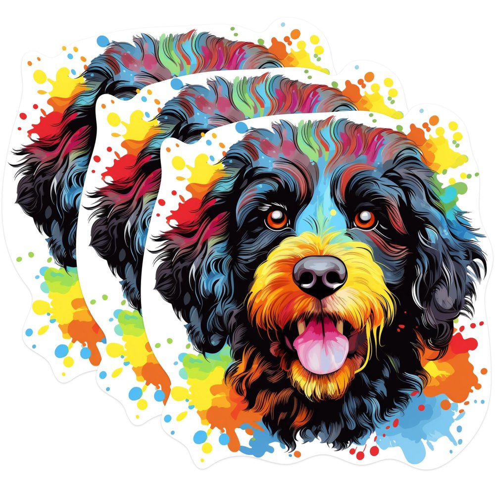 (3 Pack) Bernedoodle Decals - Colorful Dog Sticker - Laptop Decals - 3 Inches On Longest Side - Easy Peel & Apply - Made in USA - 3MCS0799
