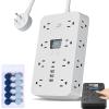 16-in-1 Power Strip with Switch & Surge Protection, 16 in 1 Surge Protector, with 6 Outlets, 2 USB-A & 2 USB-C Ports, 1 Clock, Powers Button & Super Long Cord (White,10FT) view 1