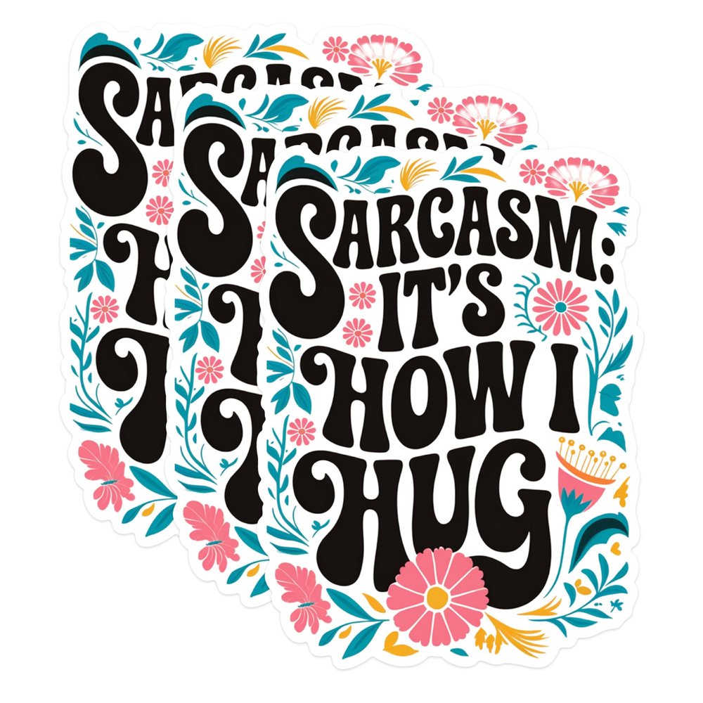 (3 Pack) Sarcasm How I Hug Decals - Funny Quote Decal - Sarcastic Decal - 3 Inches On Longest Side - Easy Peel & Apply - Made in USA - 3MCS1820