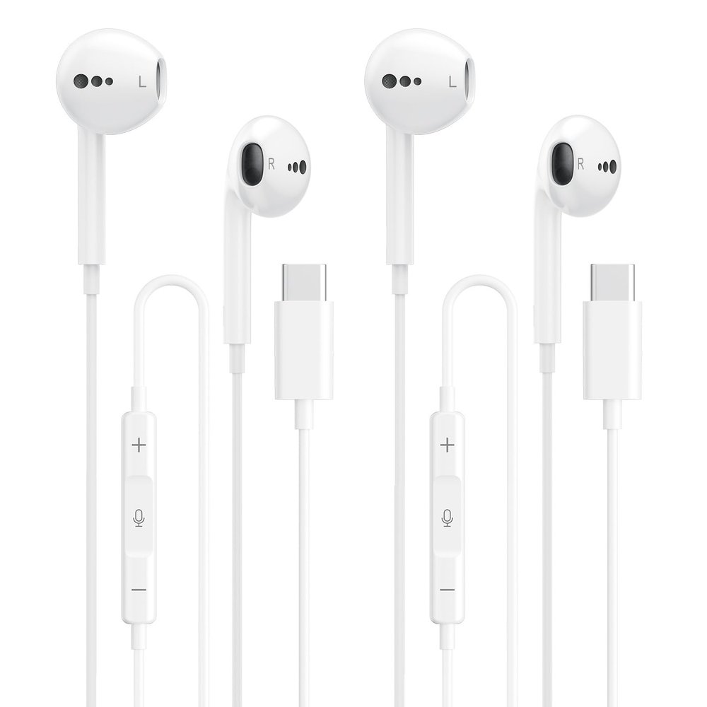 BLXSounds USB C Headphones for iPhone 17 16 15, 2 Packs Wired Earbuds USB C