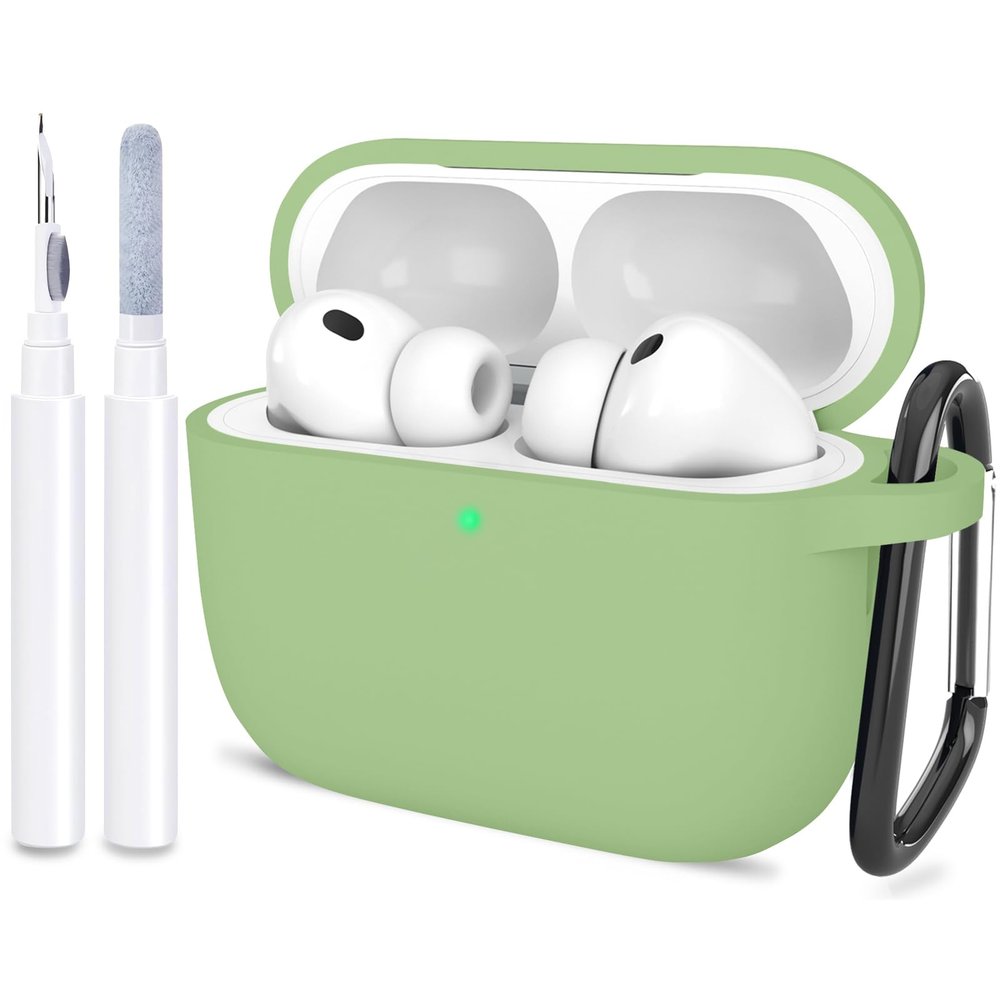 ATUAT Compatible with AirPods Pro 3 Case, Protective Soft Silicone Cover with Keychain Cleaning Kit for Women Men for Apple AirPods Pro 3rd Generation(2025), Front LED Visible, Matcha
