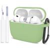 ATUAT Compatible with AirPods Pro 3 Case, Protective Soft Silicone Cover with Keychain Cleaning Kit for Women Men for Apple AirPods Pro 3rd Generation(2025), Front LED Visible, Matcha view 1