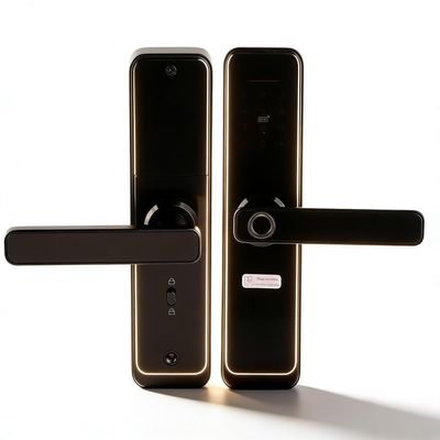 Smart Digital Keyless Lock Entry Door Handle, Fingerprint Password IC Card Metal Black 25cm - High Security Touch Keypad, Fast Identification, Adjustable Direction for Outdoor and Bedroom Doors
