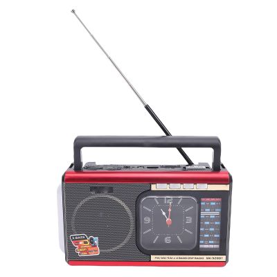 Bewinner Portable Radio AM FM SW, Multifunctional Retro Speaker Vintage Radio with Clock and Flashlight, Rechargeable Broadcast Radios for Home Office Outdoor (US Plug)