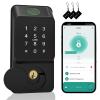 Swokely Door Smart Lock Fingerprint Password Key Card TY APP WiFi Remote Access 8 Languages for 10-12mm Frameless Glass Door Aluminum Alloy Hook view 1