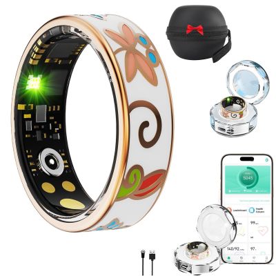 2025 Oracle Smart Ring for Women, Rose Gold Enamel Health & Fitness Tracker Ring with Heart Rate, Sleep Monitoring, Step Counter, Sports Modes, IP68 Waterproof (#7)