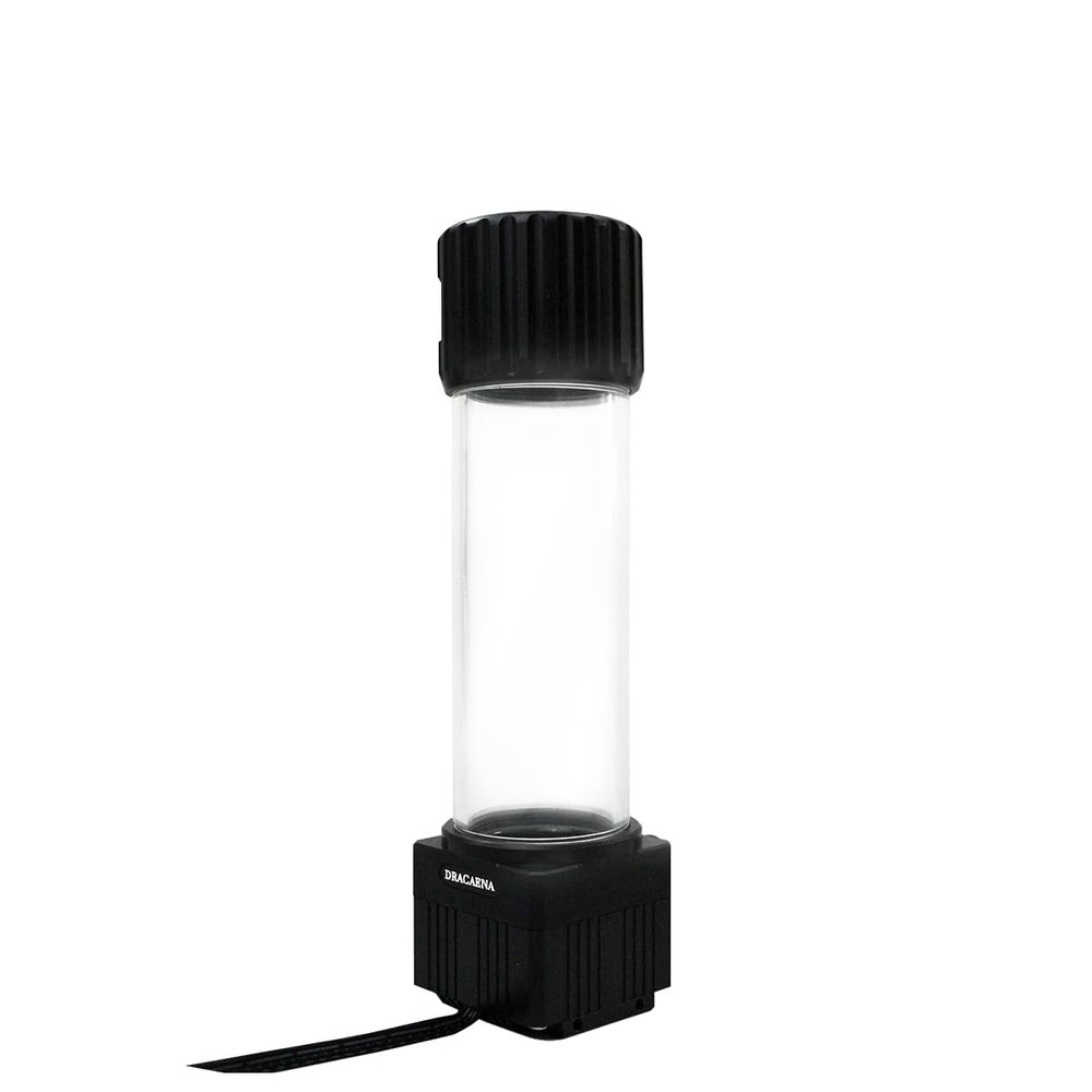 Dracaena.io High Flow 780L/H PC Water Pump Reservoir Combo, 12V 18W Brushless Microprocessor Pump, 56m Head, G1/4 Thread, Acrylic+POM Tank 100/200/400/600ml, 4-Pin Connector, Black (Black, 400ml)
