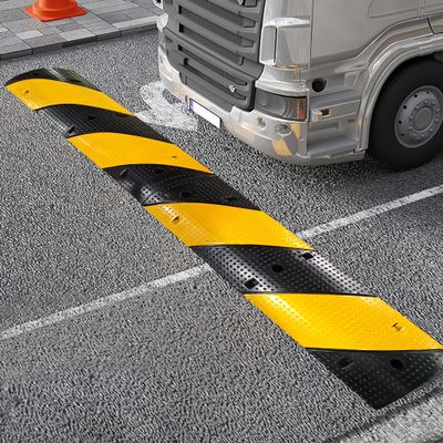 39.4" 2 Pack Rubber Speed Bumps,Heavy Duty Speed Bumps for Driveway,25000 Lb Capacity,Dual Channel Cable Protection,Easy 8-Bolt Installation,for Parking Lots, Schools, Warehouses