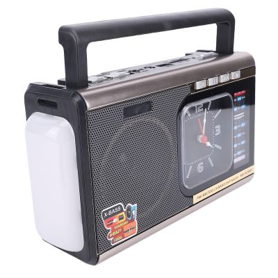 Bewinner Portable Radio AM FM SW, Multifunctional Retro Speaker Vintage Radio with Clock and Flashlight, Rechargeable Broadcast Radios for Home Office Outdoor (US Plug)