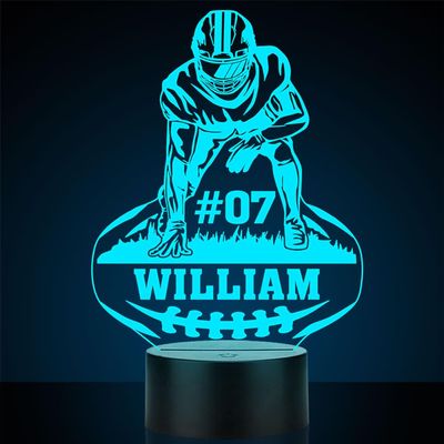CTMade Personalized Name Football Light, Custom Player's Name & Number Table Lamp, LED Night Light Gifts for Football Fan, Birthday, Christmas, New Year, Personalized Gifts for Boys