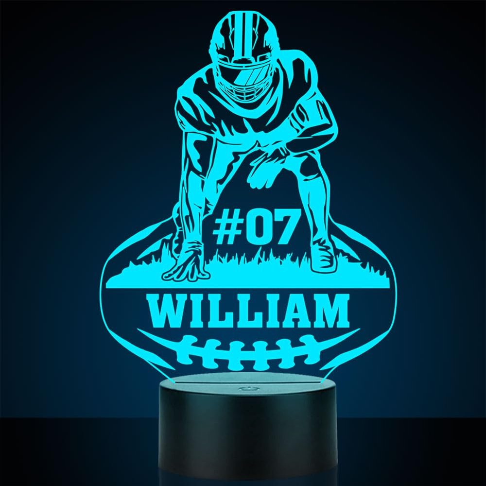 CTMade Personalized Name Football Light, Custom Player's Name & Number Table Lamp, LED Night Light Gifts for Football Fan, Birthday, Christmas, New Year, Personalized Gifts for Boys