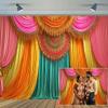 20 x 10 ft Indian Traditional Photography Background Colorful Curtain Religious Festival Decorations Backdrop Indian Bridal Shower Wedding Family Party Photo Backdrop view 1