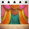 20 x 10 ft Indian Traditional Photography Background Colorful Curtain Religious Festival Decorations Backdrop Indian Bridal Shower Wedding Family Party Photo Backdrop view 2