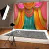 20 x 10 ft Indian Traditional Photography Background Colorful Curtain Religious Festival Decorations Backdrop Indian Bridal Shower Wedding Family Party Photo Backdrop view 4