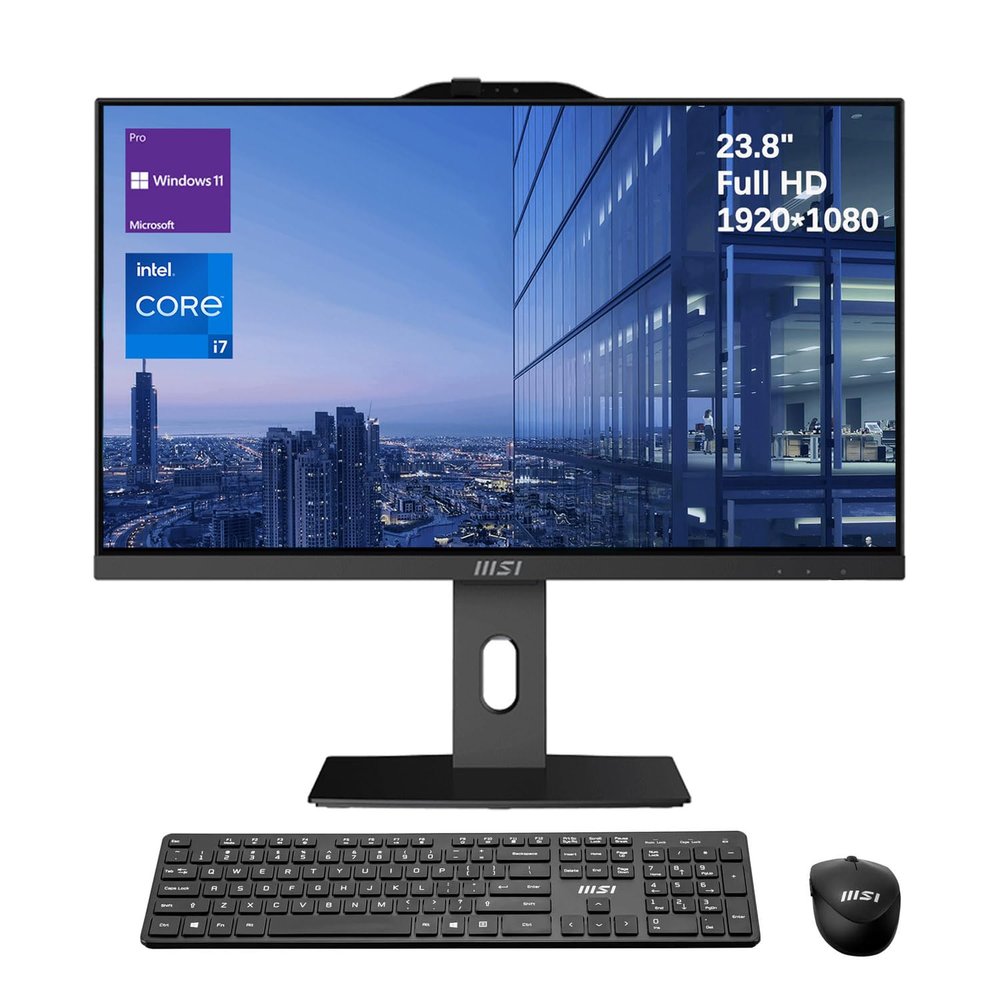 msi PRO AP242P Business All-in-One Desktop, 23.8" IPS FHD 100Hz Eye-Care Display, Intel Core i7-14700, 32GB DDR5, 1TB SSD, IR FHD Webcam, Wi-Fi 6E, HDMI, DP, Wireless KB & Mouse, Windows 11 Pro