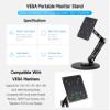 VESA Portable Monitor Stand, Compatible with Monitors Up to 19inch, Supports 50 x 50/75 x 75/100 x 100 (mm) VESA Mounting Holes, Supports Multi-Axis Rotation, Adjustable & Foldable view 2
