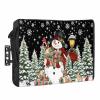 Christmas Outdoor TV Cover 80 to 85 Inches Cute Hat Snowman Xmas Box Pine Trees Snow Black Weatherproof&Waterproof TV Covers with Remote Control Pocket, Screen Protectors for Outside view 1