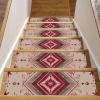 Red and Beige Ethnic Pattern Stair Treads for Wooden Steps 15 Packs 8" X 30" Non-Slip Carpet Stairway Treads Washable Stair Runner Rugs for Kids Elders Dogs view 1